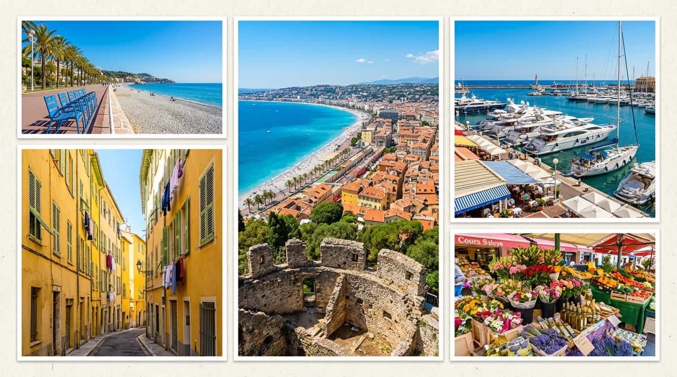 Bairros de Nice onde o VISU está disponível incluindo Vieux Nice Promenade e Porto