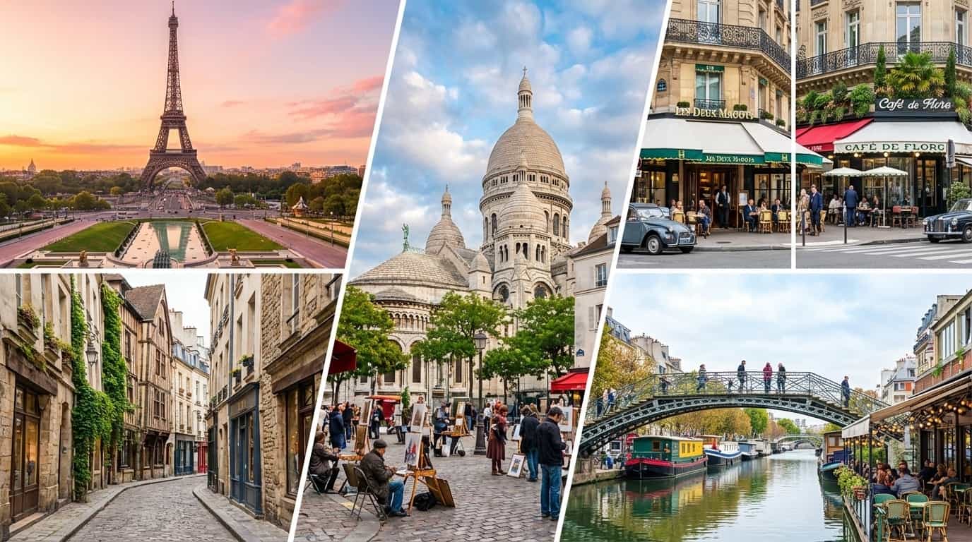 Bairros de Paris onde o VISU está disponível incluindo Le Marais Montmartre e Saint-Germain