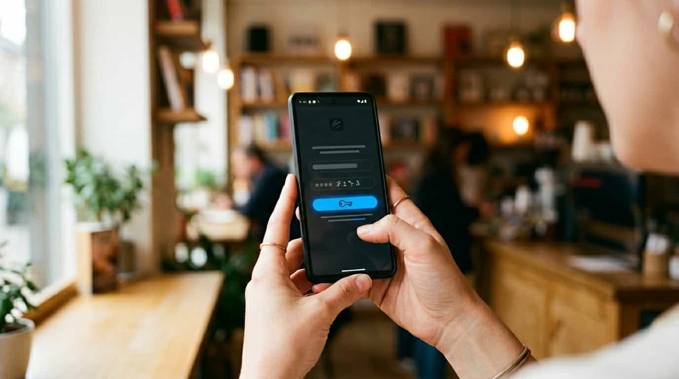 Person creating a VISU partner account on their smartphone