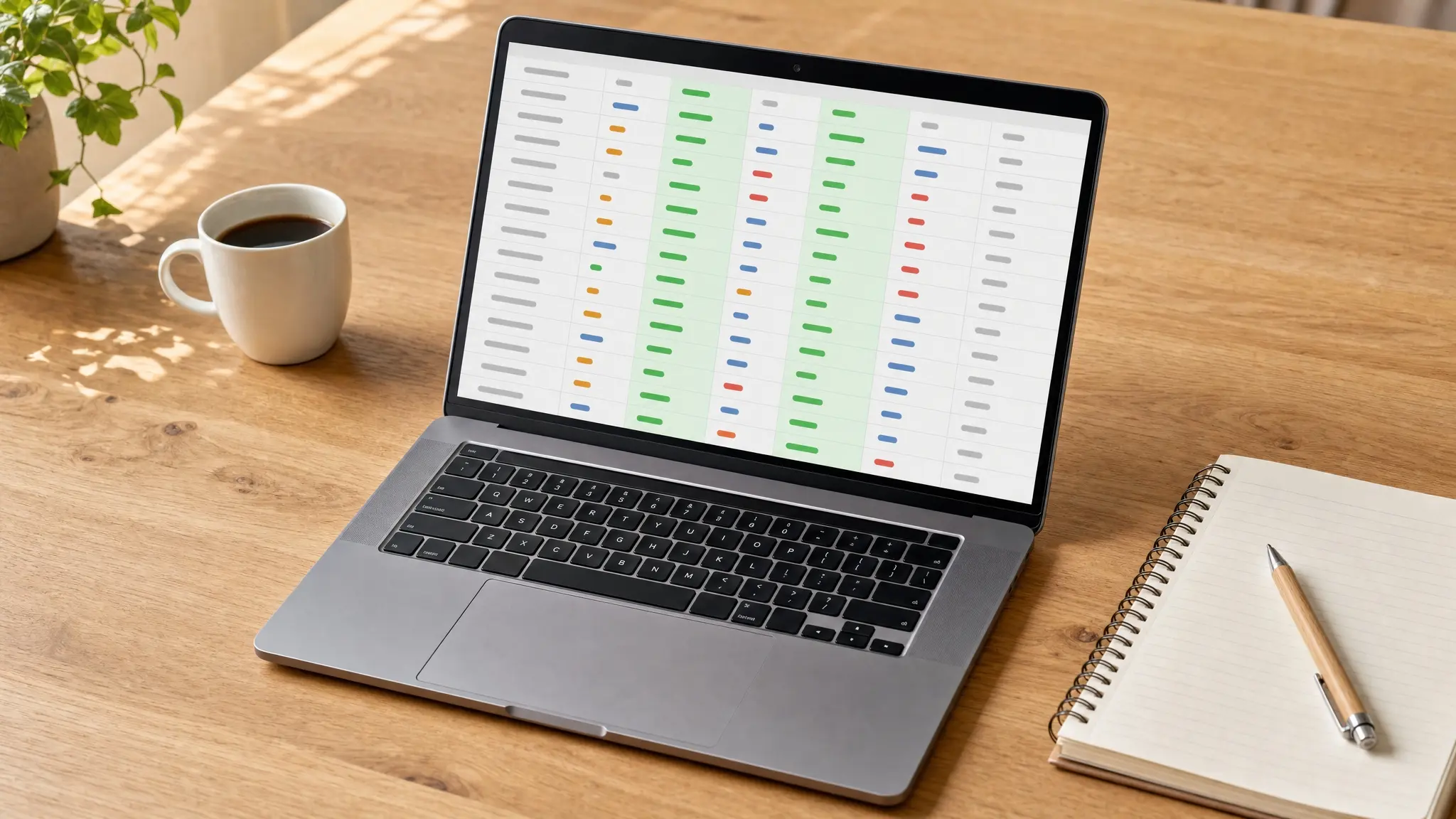 Laptop showing an abstract table with highlighted columns for payout method and minimum withdrawal