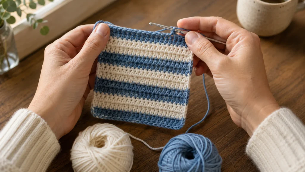 Patrón de posavasos a crochet: un punto, dos colores