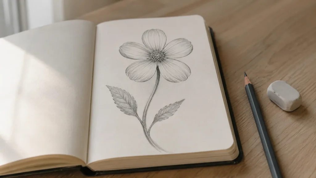Como desenhar uma flor: um círculo, cinco pétalas e pronto