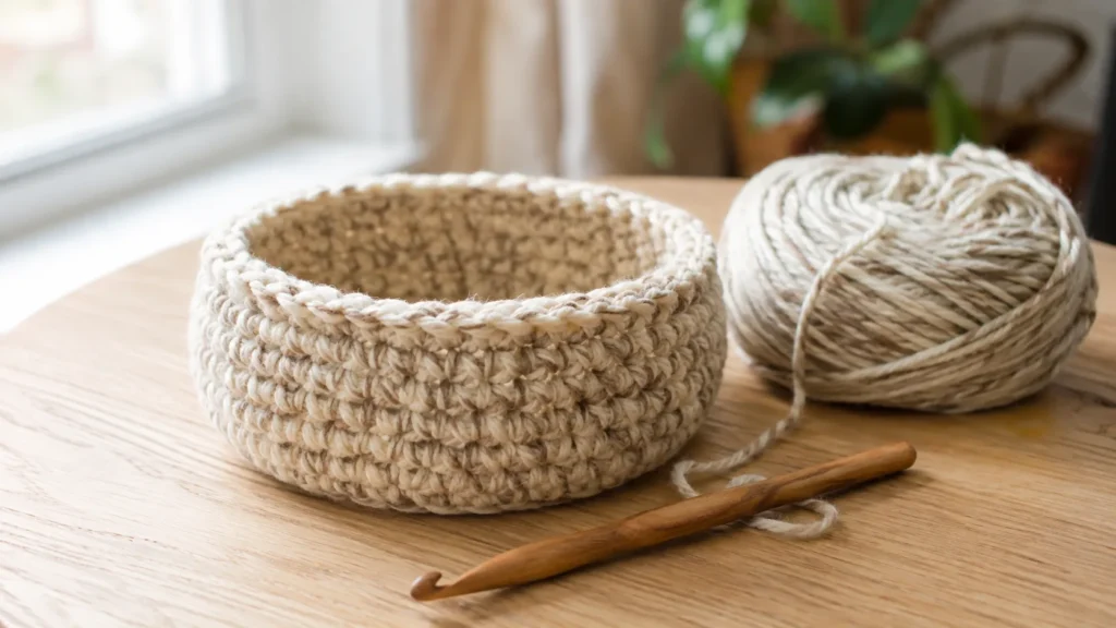 Easy Crochet Basket Pattern: One Skein, Held Double, Stands on Its Own