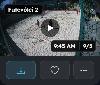 Clip real de Futevôlei 2 en Futebol e Cia, con controles de reproducción, descarga y favoritos