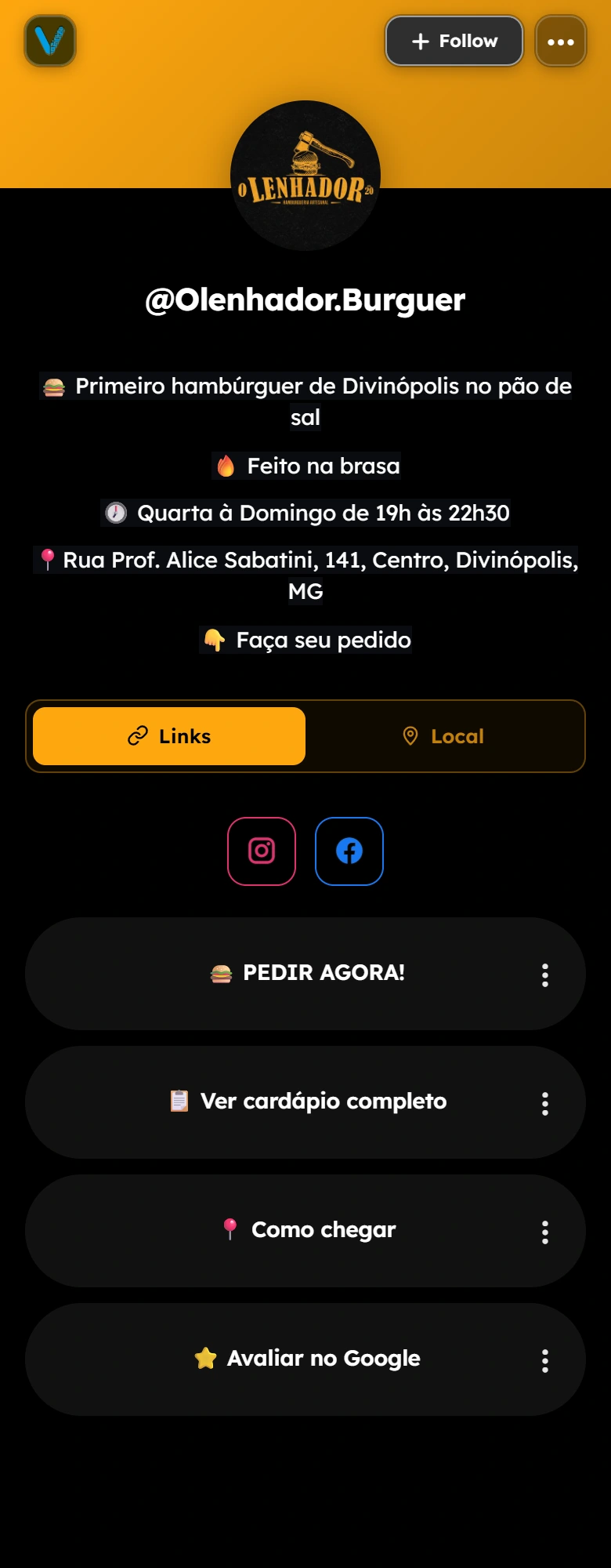 Perfil público de O Lenhador Burguer en VISU